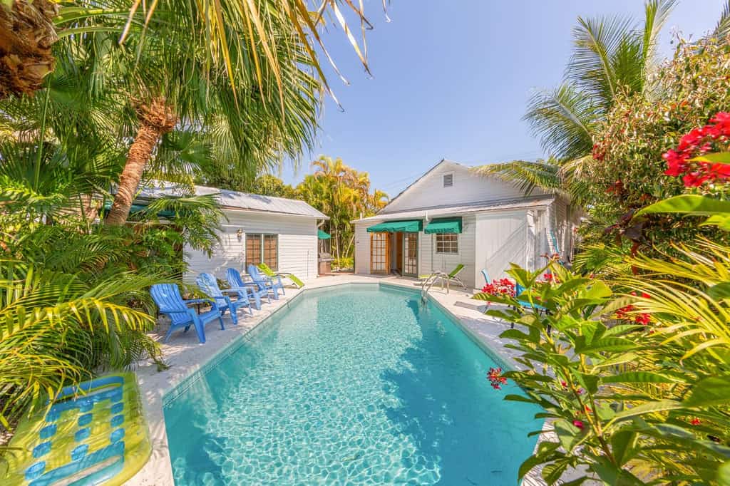 Single family vacation home rental in Key West, FL with outdoor pool.
