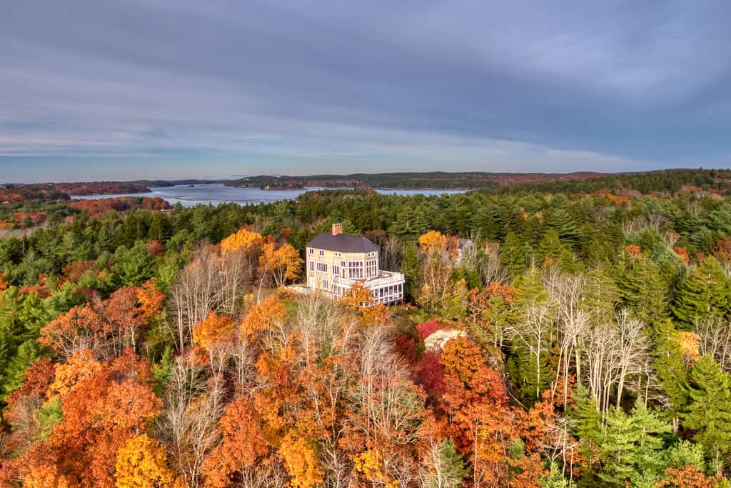 Overview of a home in Maine during the autumn.
