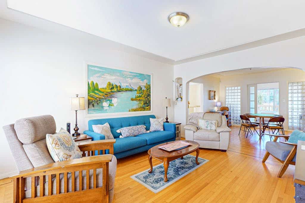 The living room of a rental in San Diego.