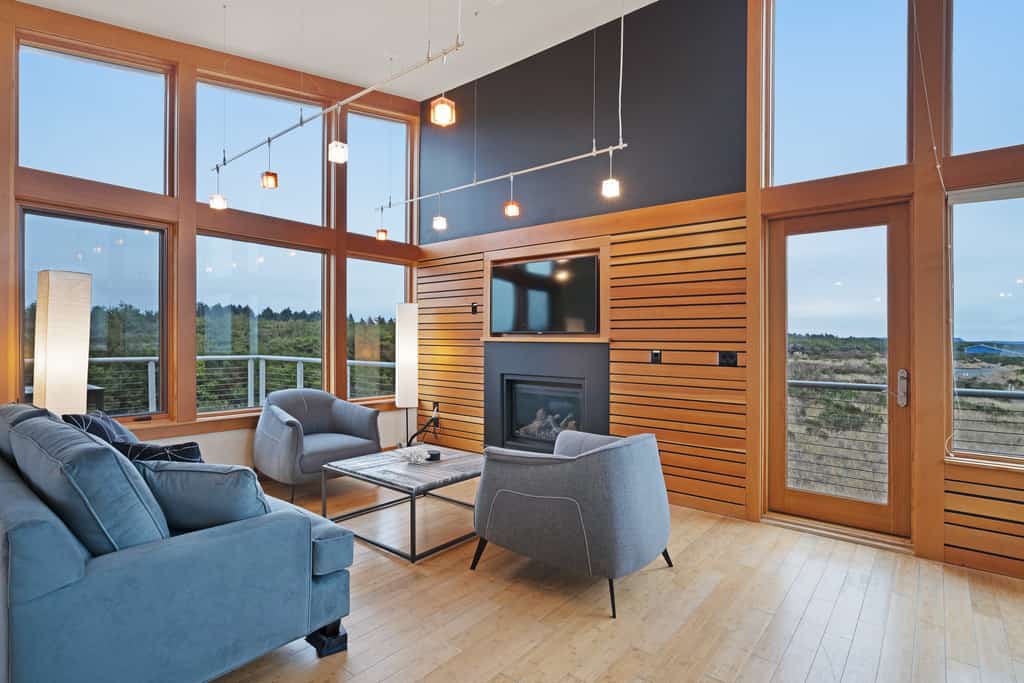 Clean living room in a modern style vacation rental in Washington.