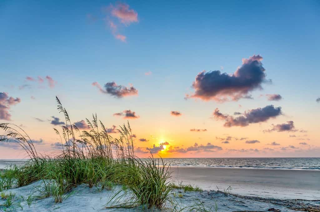 sunset over the beach