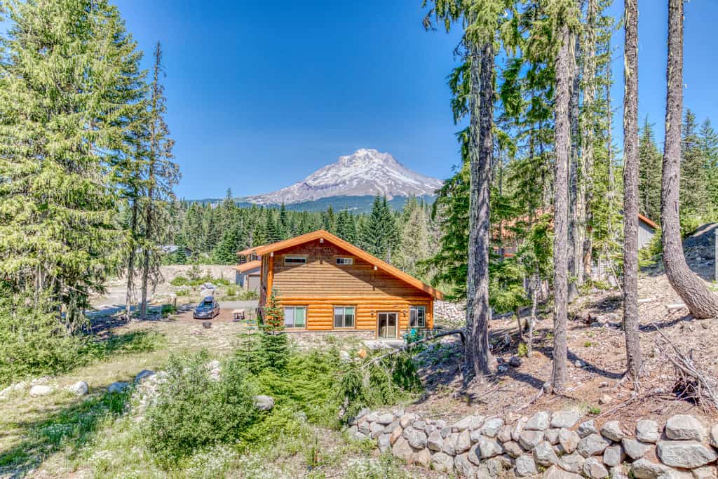 cabin with view of mount hood