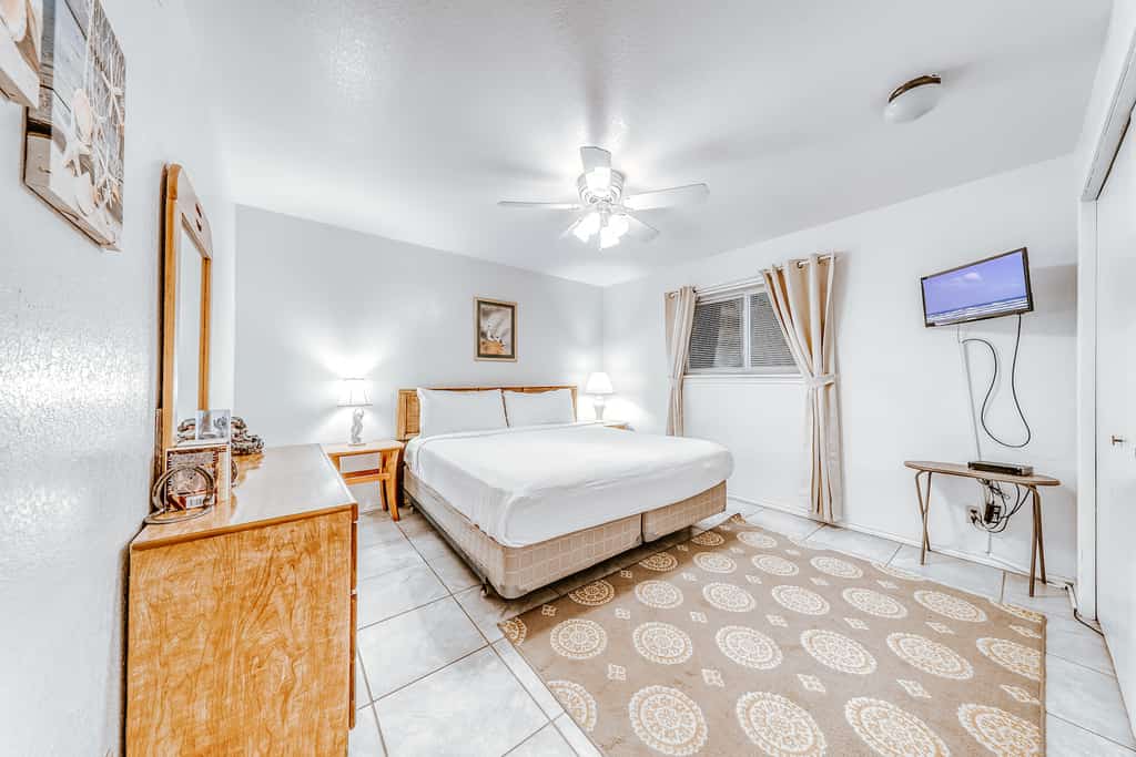 The. bedroom of a vacation rental in Corpus Christi, TX.