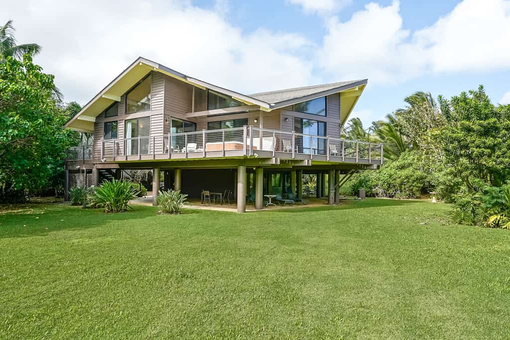 Anahola, HI vacation home with lush green lawn