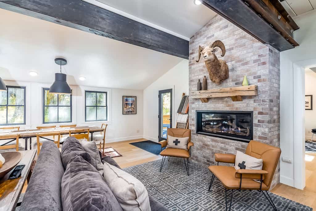 The living room of a vacation rental in Telluride.