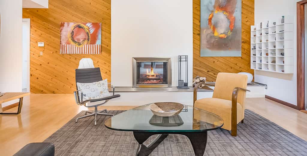 stylish living room of Saugatuck, MI vacation home