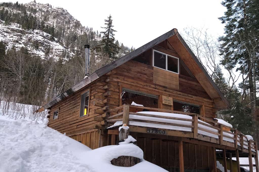 Cabin in the snow.
