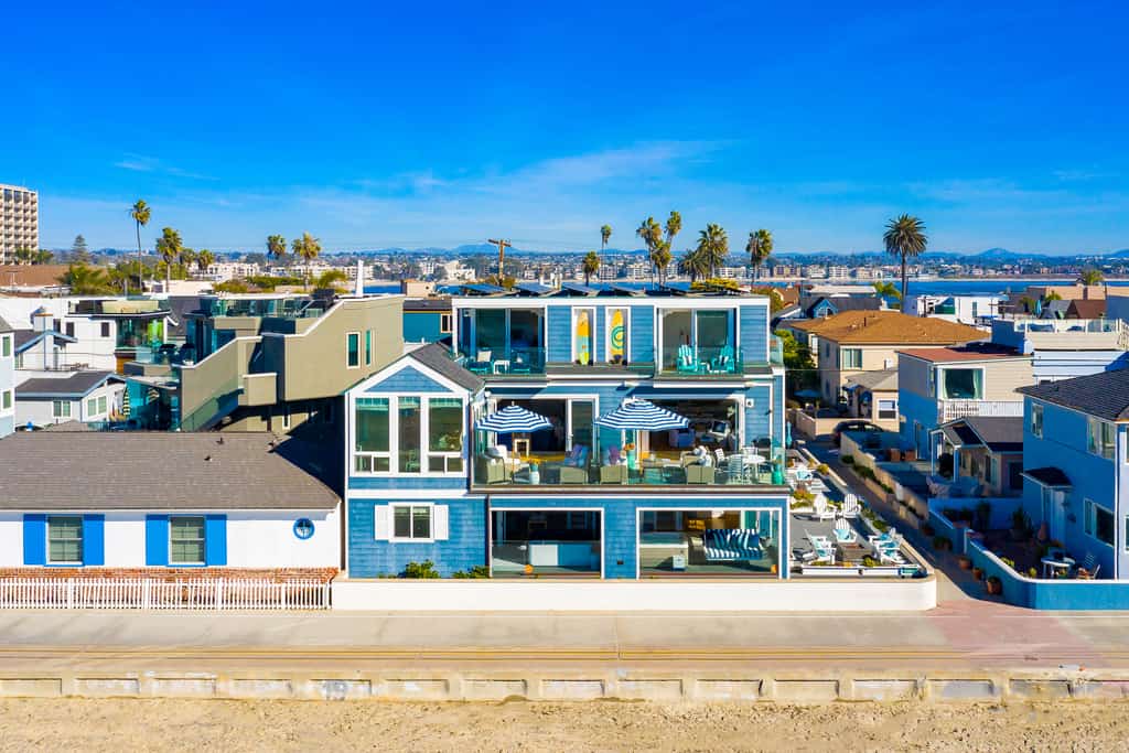 The back of a beachfront vacation rental in San Diego, CA.