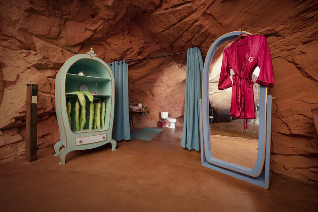 wardrobe and large full length mirror inside the grinch's cave