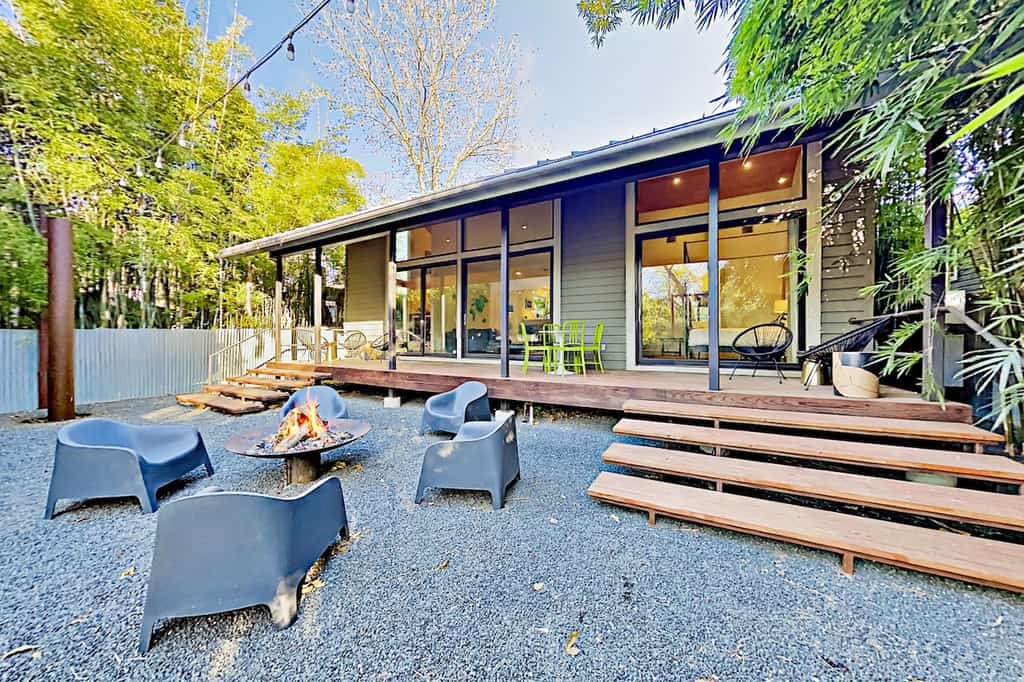 The backyard of a vacation rental in Austin, Texas.