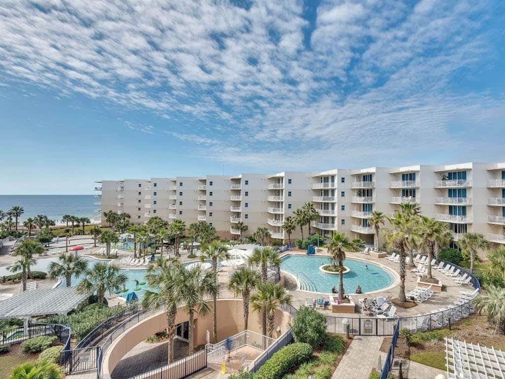 A large resort in Waterscape, FL with outdoor pools and palm trees.