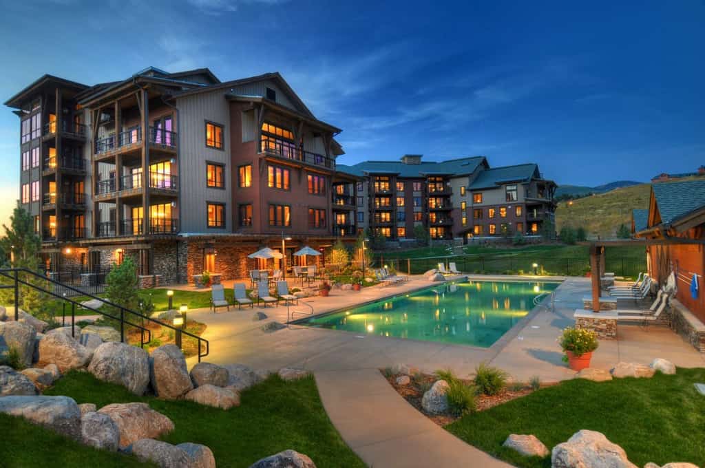 outdoor pool at a hotel in steamboat springs, co