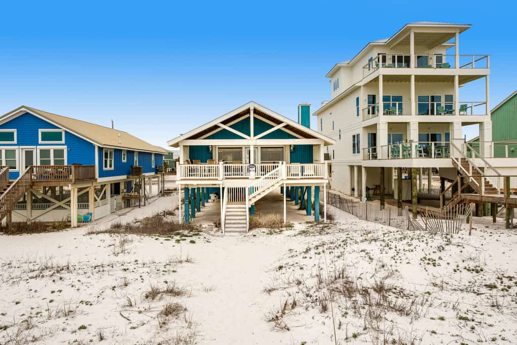 A set of vacation homes on the beach in Gulf Shores, AL.