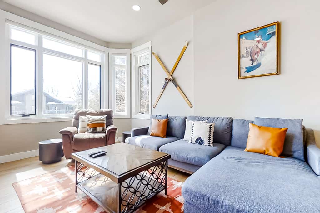 The living room of a condo rental in Steamboat Springs, co.