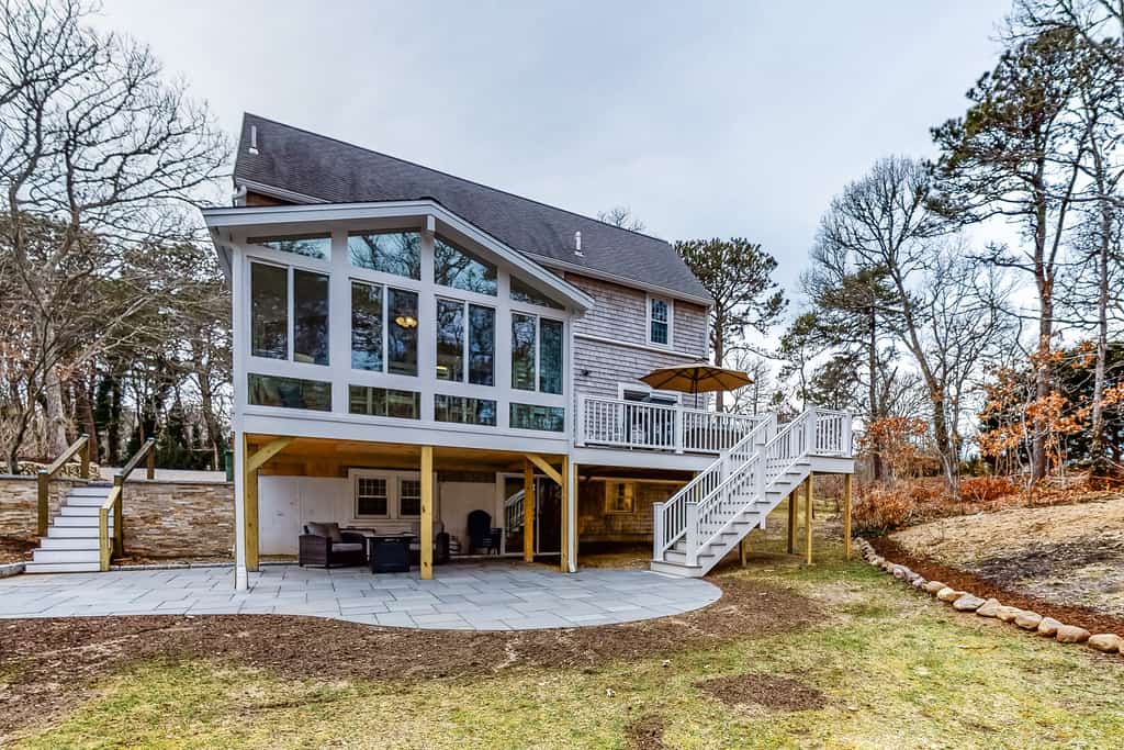 The front of a vacation home in Cape Cod, MA