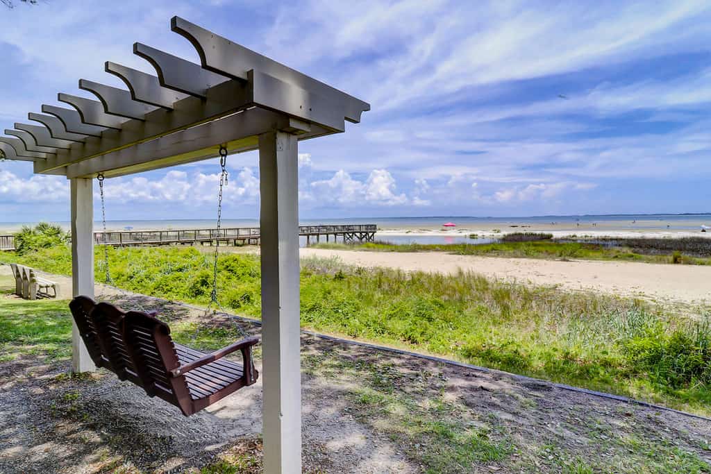 Oceanview from a bench at the Spa on Port Royal Sound in Hilton Head, SC.
