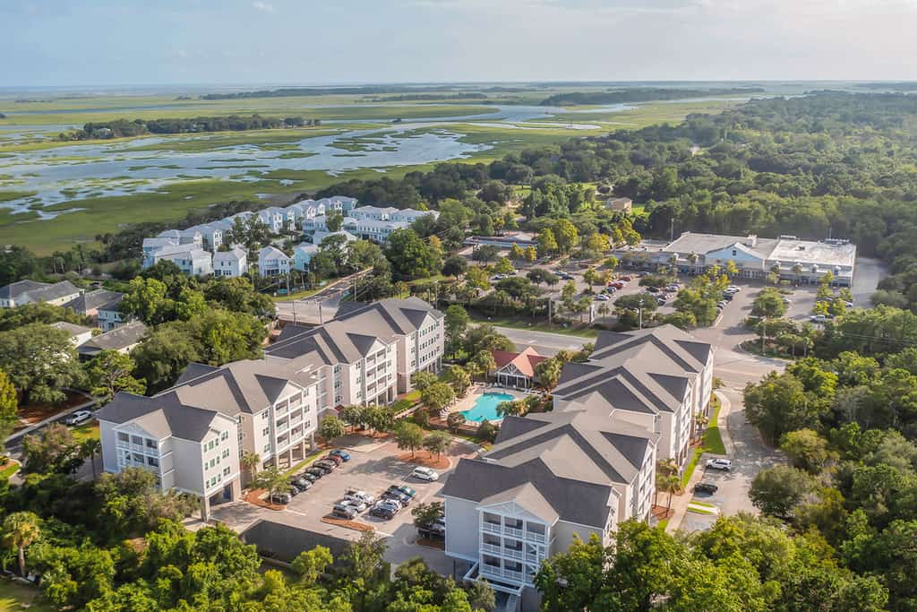 aerial view of resort in charleston, sc