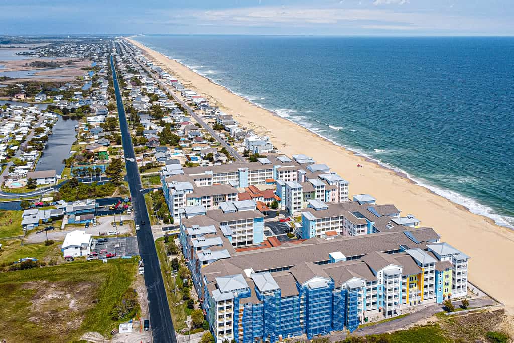Aerial view of the Sandbridge, Virginia oceanfront