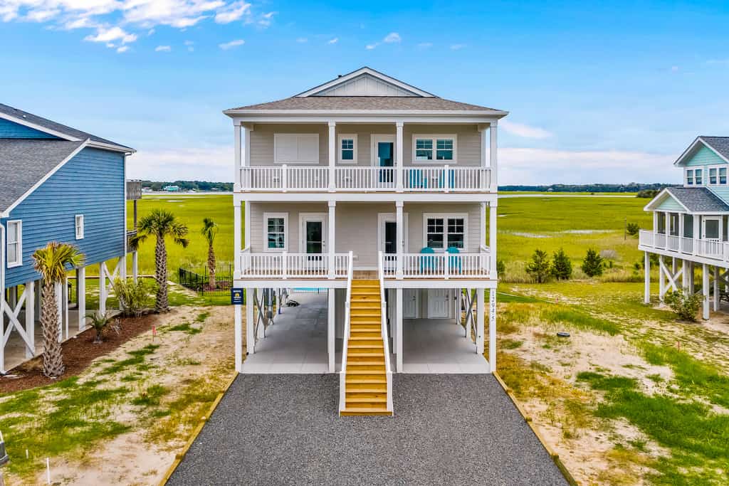 The exterior of a beach home rental in North Carolina.