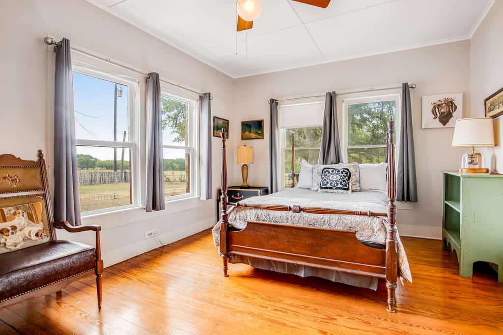 The bedroom of a vacation home in Wimberley, Tx.