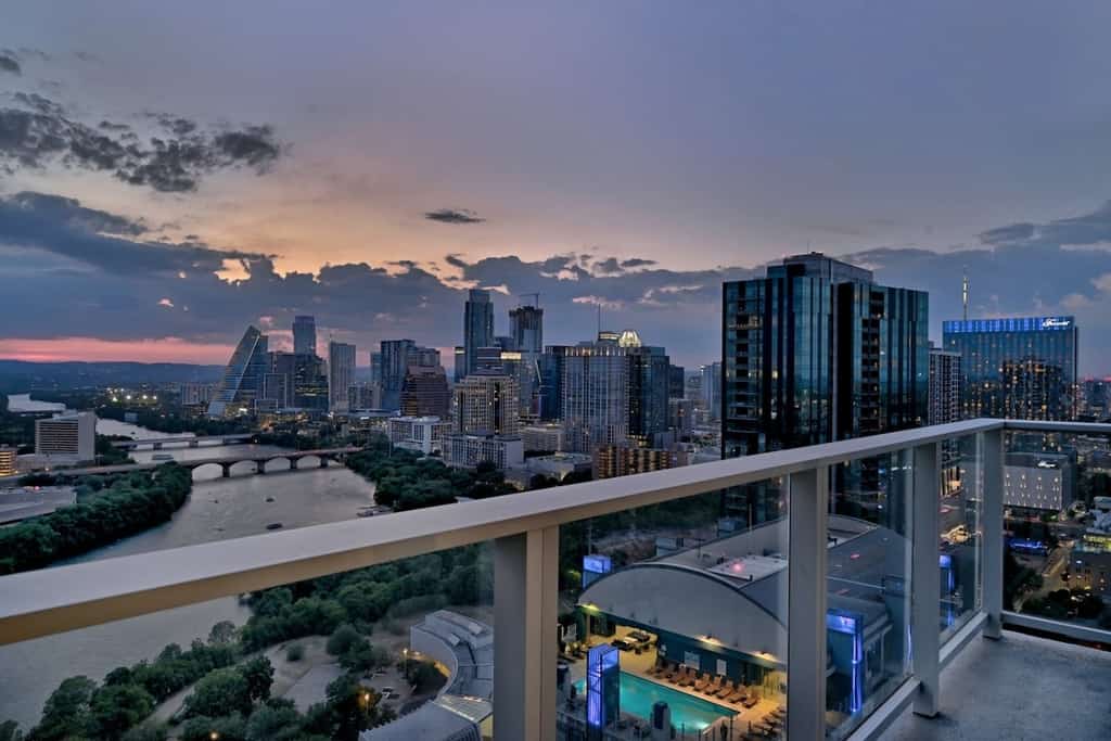 View from the balcony at a pent house rental in Austin, Texas.