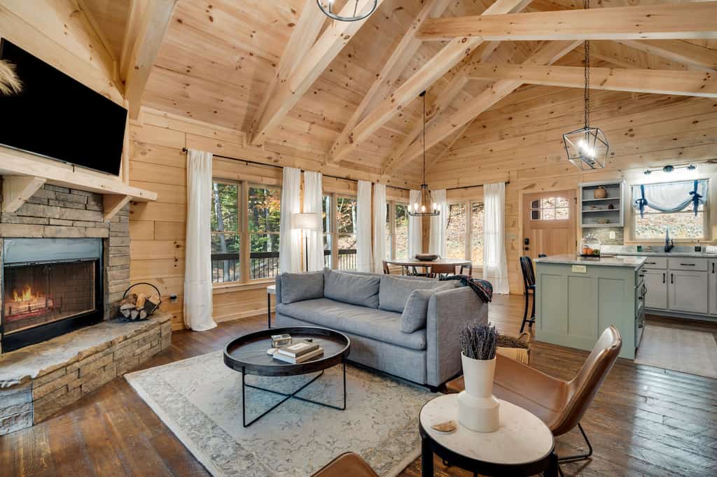 The living room of a vacation rental in Georgia.