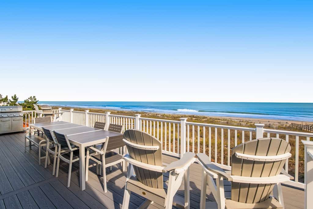 The view of the ocean from the back balcony of a rental in Bethany Beach, DE.