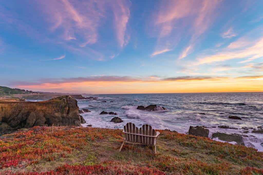 View of the Pacific Ocean in Mendocino, CA.
