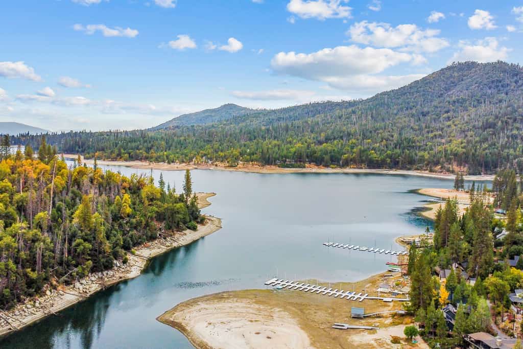 bass lake with docks