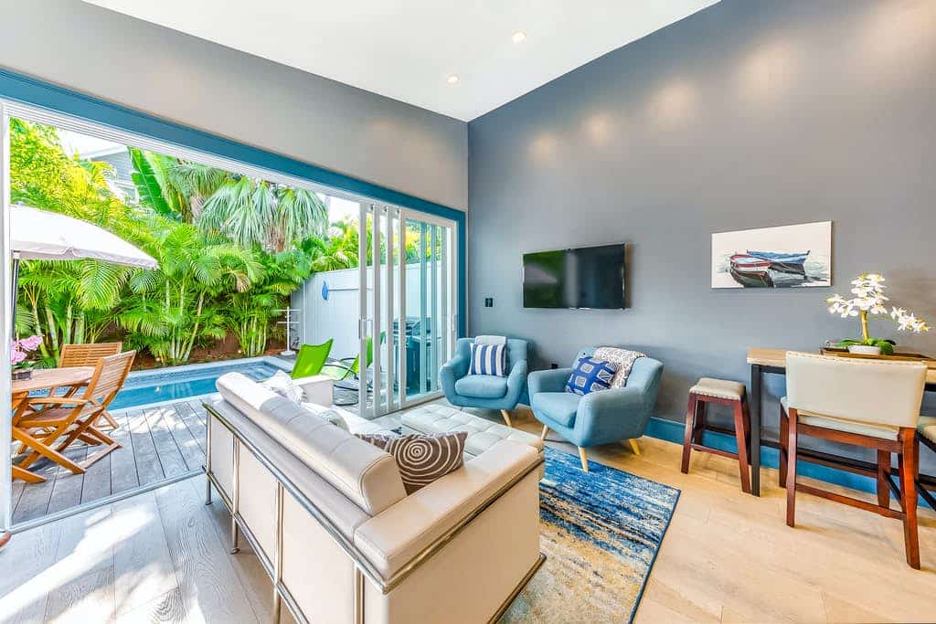 stylish Key West vacation home with outdoor pool and large patio doors