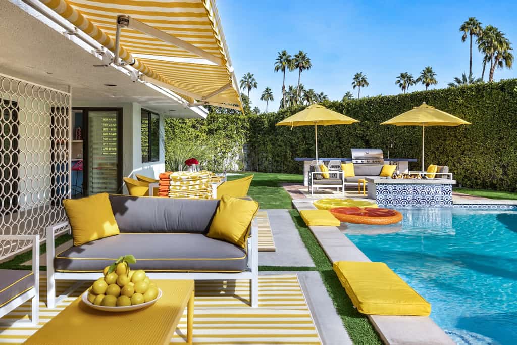 The pool area at a vacation rental in California.