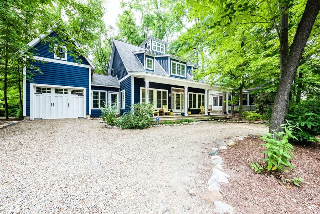 dark blue lake cottage in union pier, mi