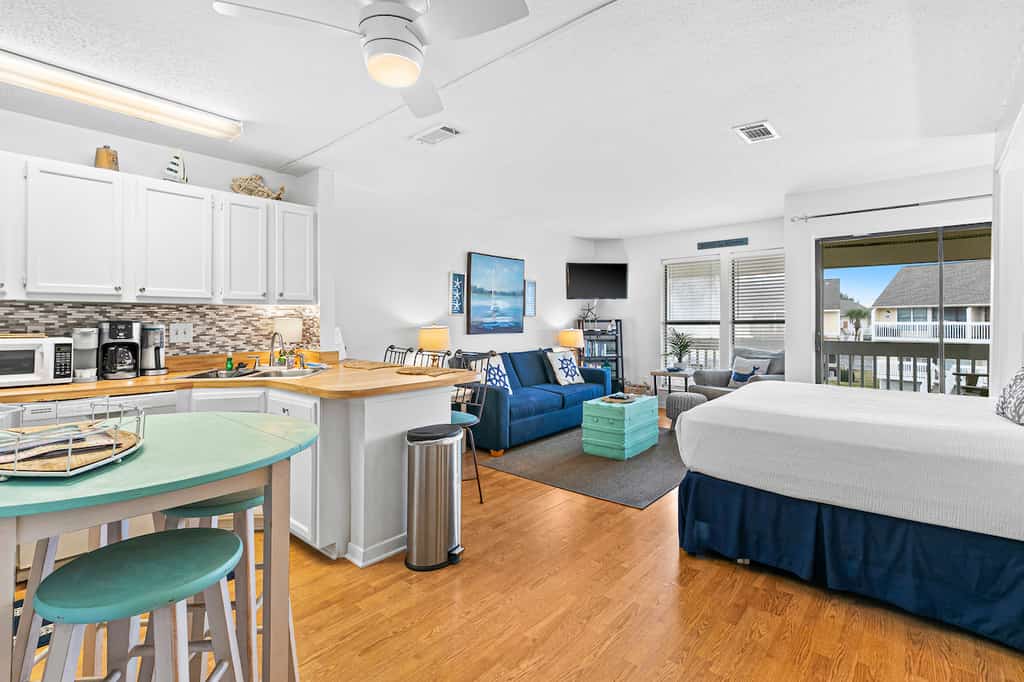 The bedroom of a vacation rental in Destin, FL.