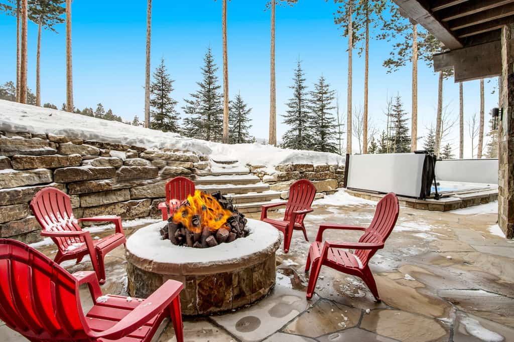 The back fire pit at a ski rental in Breckenridge, CO.