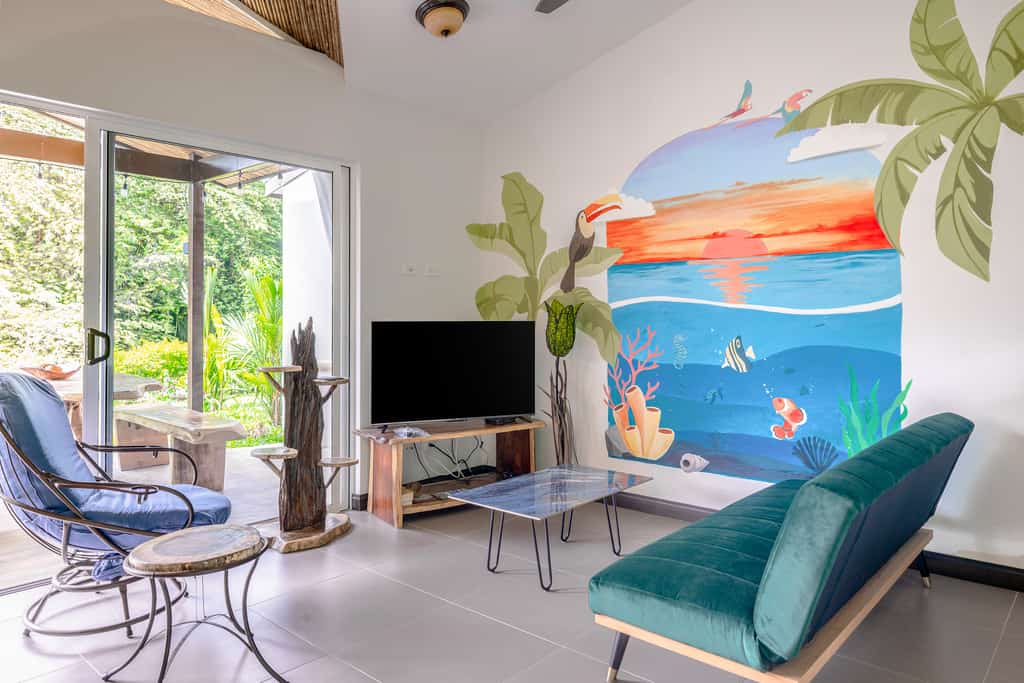 The living room of a vacation rental in Puntarenas.