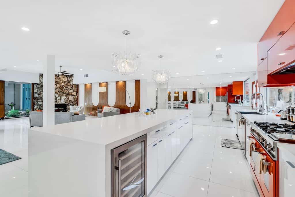 The interior of a modern vacation rental in Palm Springs.