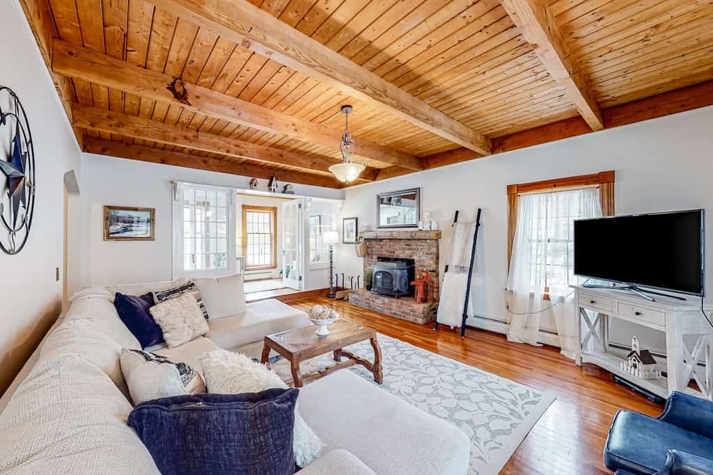 The interior living area of a Jeffersonville, VT rental.