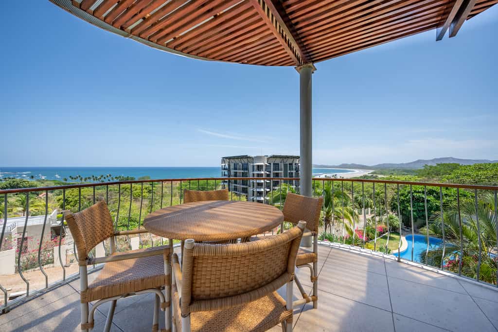 The balcony overlooking Tamarindo at a vacation rental in Costa Rica.