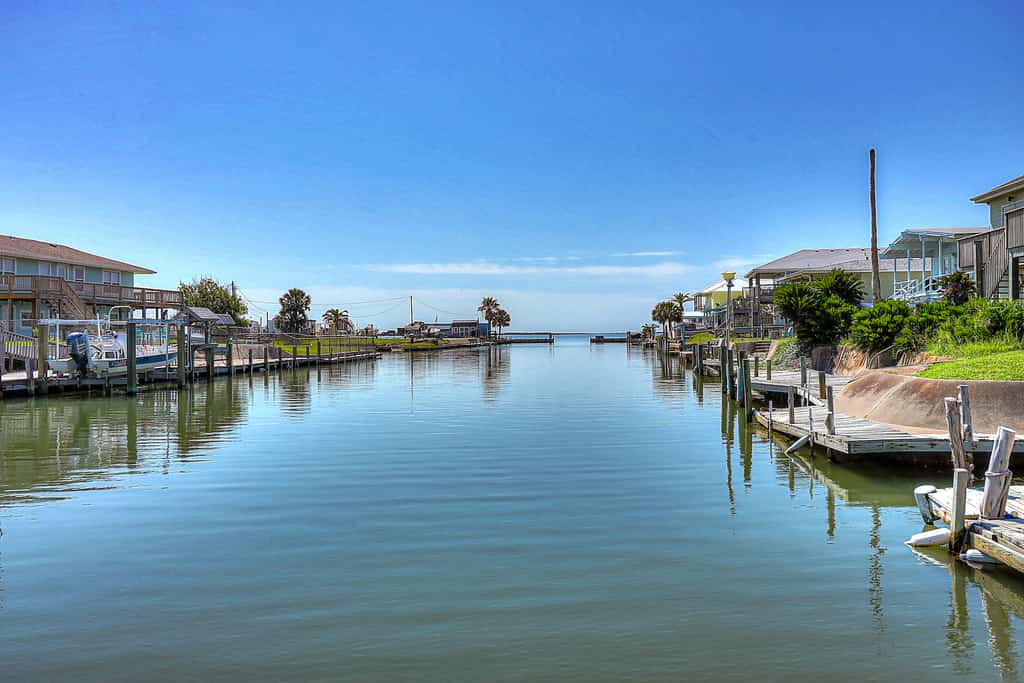 The canal at a vacation rental in Rockport, Texas.