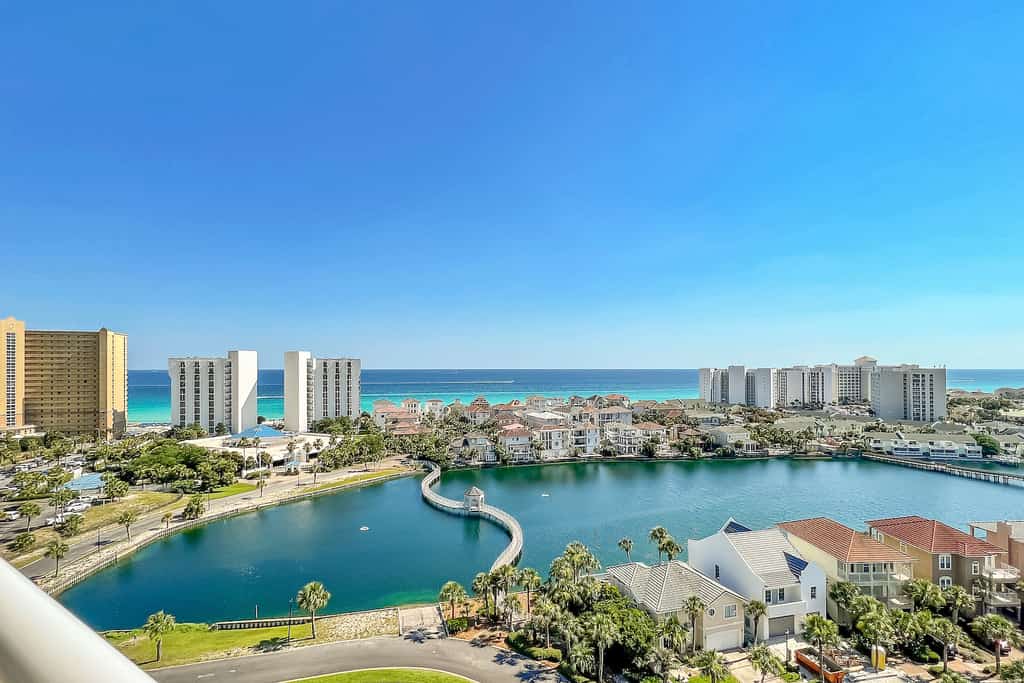 View from a balcony overlooking Destin, Florida