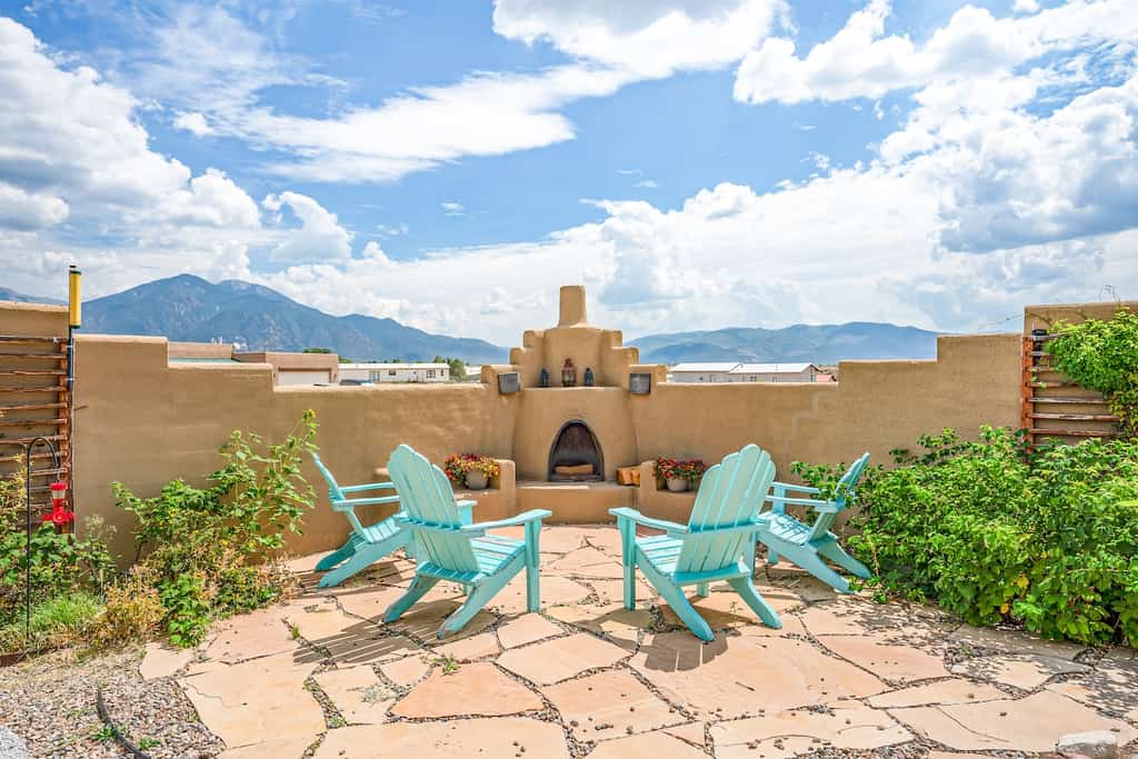The back area of a house rental in New Mexico.