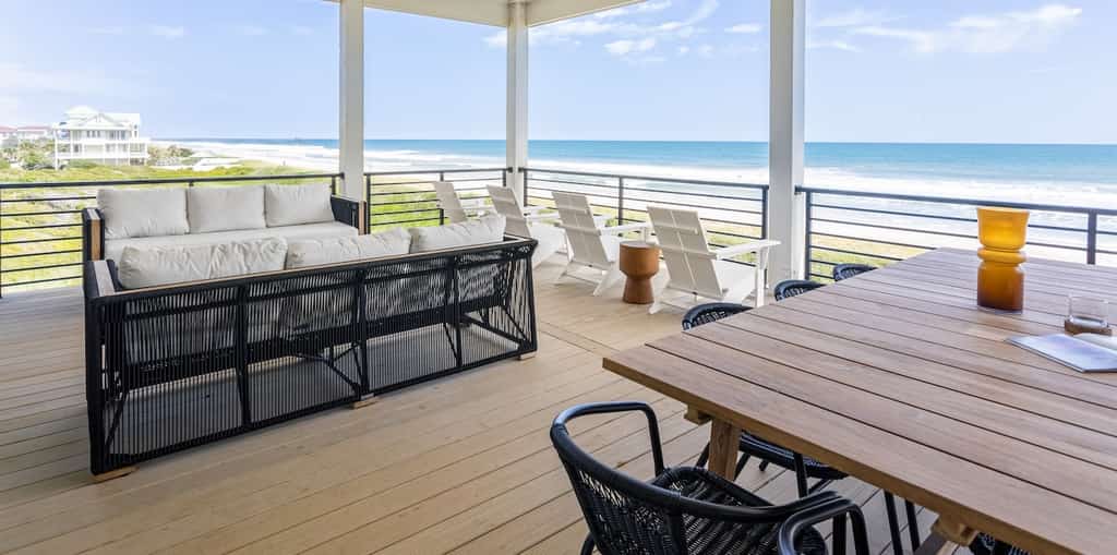 The view from the covered deck at a North Topsail Beach vacation rental.