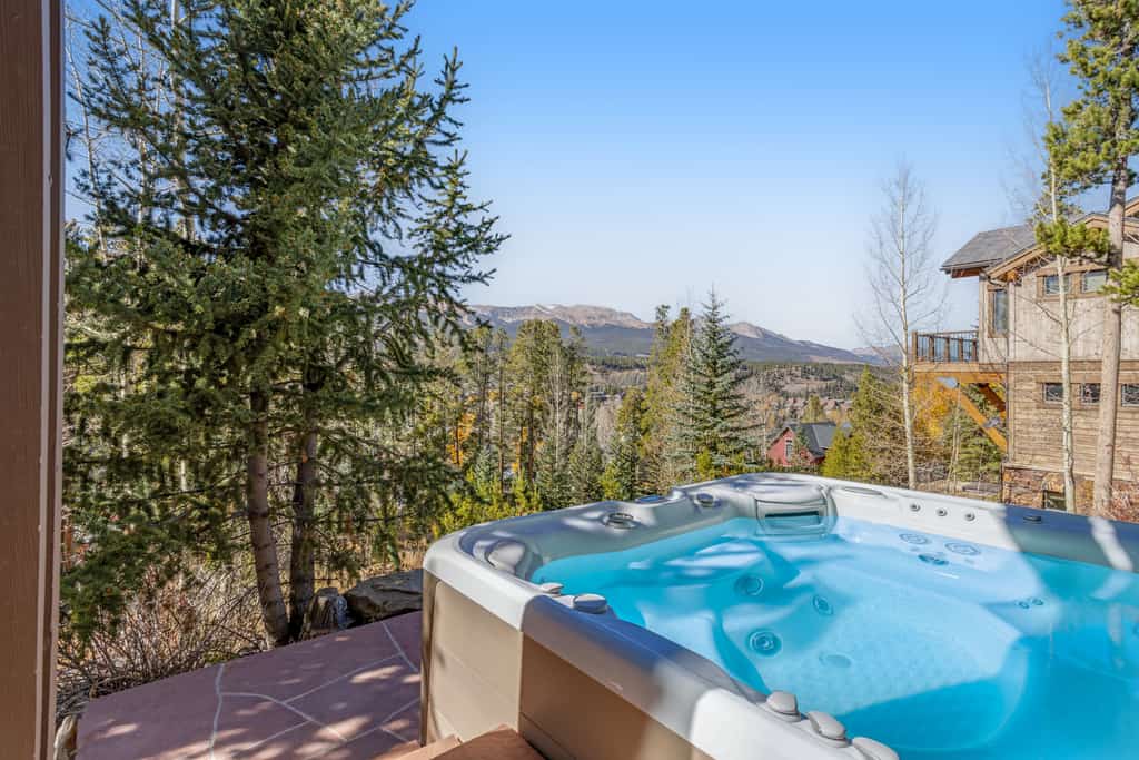 hot tub with breckenridge mountain views