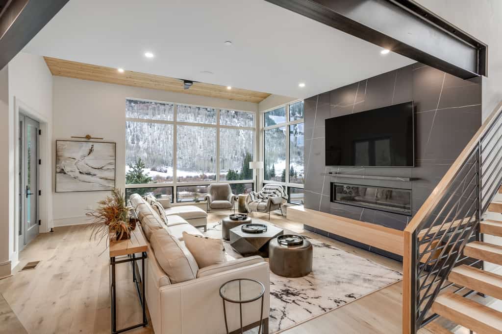 modern decor with mountain views at vail vacation home