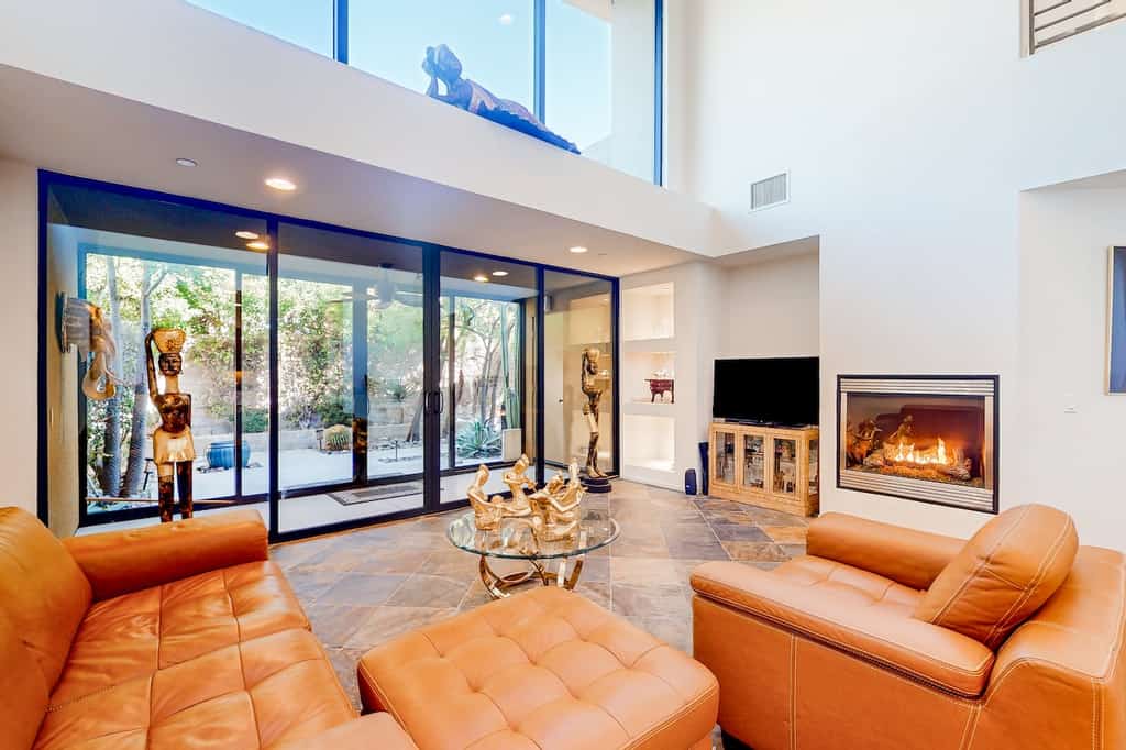 The living area of a condo rental in Palm Springs, CA.