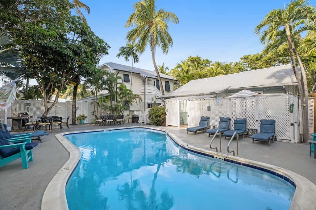 The pool area of a vacation rental in Key West, FL.