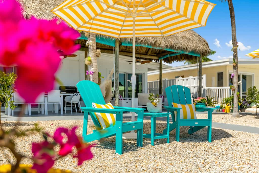 yellow beach chairs on the sand in florida