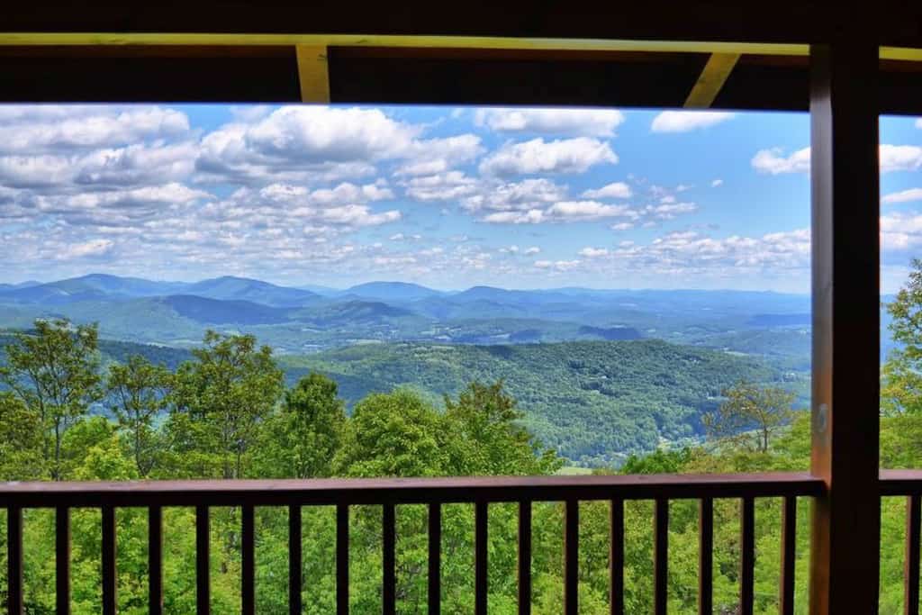 View of the mountains from a deck at a rental in Boone.