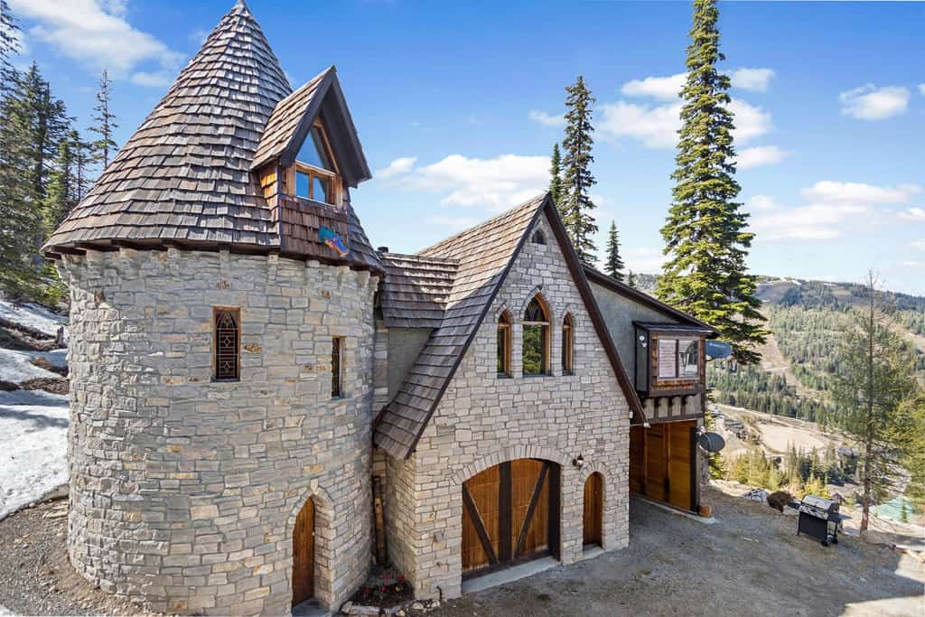 exterior of a castle on a mountain