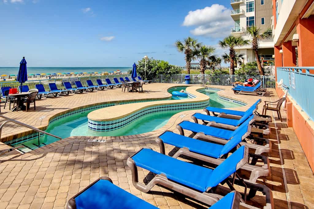 The pool area at a resort in Myrtle Beach, Sc.